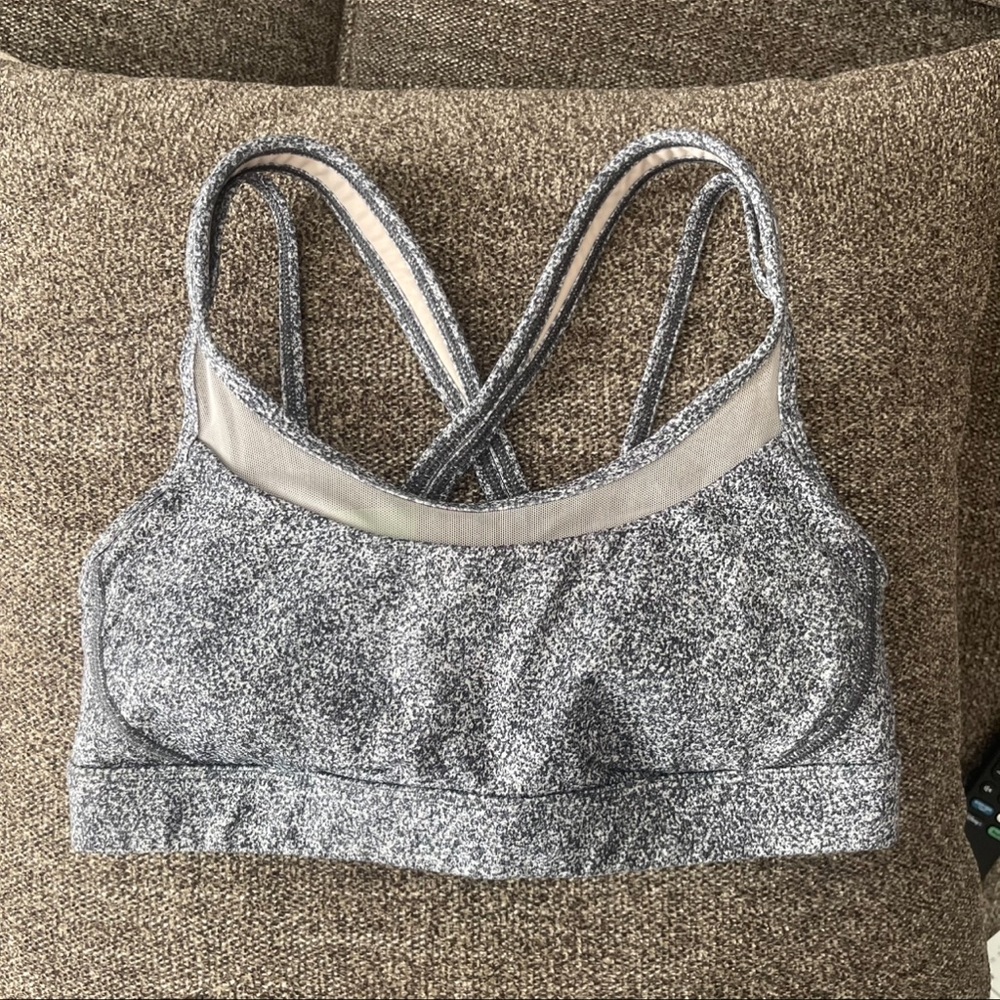 Lululemon Get Down Mesh Wild Strappy Bra Rio Mist Speckle White